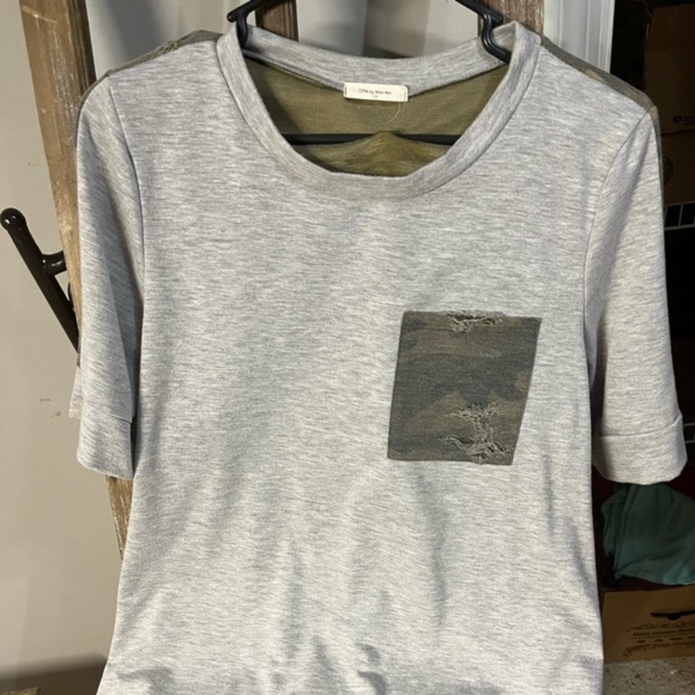 Distressed Camo/Grey Boutique Tshirt